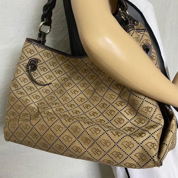 Dooney & Bourke L Tan Jacquard Fabric Shoulder Bag - Picture 9 of 13